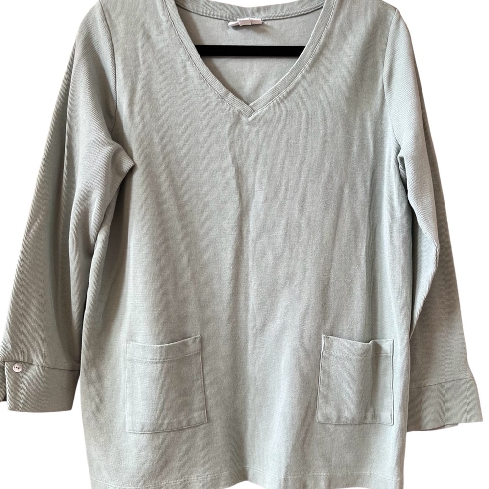 J. Jill Long Sleeve V-Neck Shirt - Seafoam Green Size L